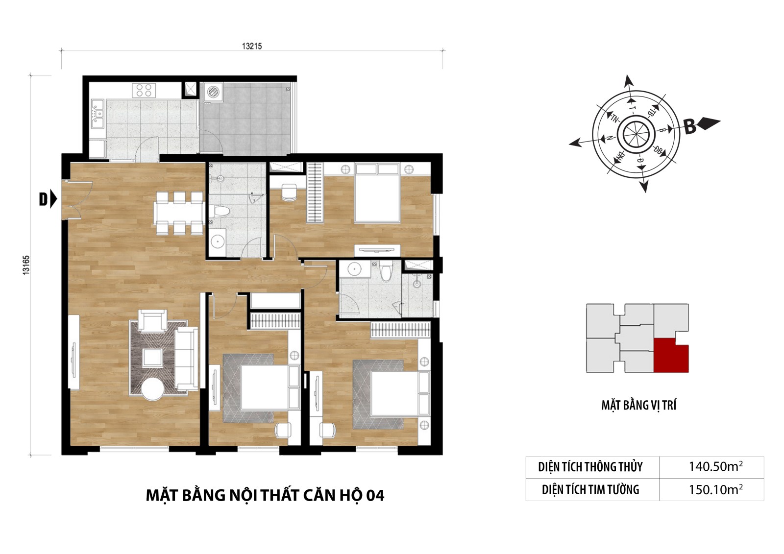 Mặt bằng căn hộ số 04 - Tòa Happy Tower - Hà Nội Paragon Cầu Giấy