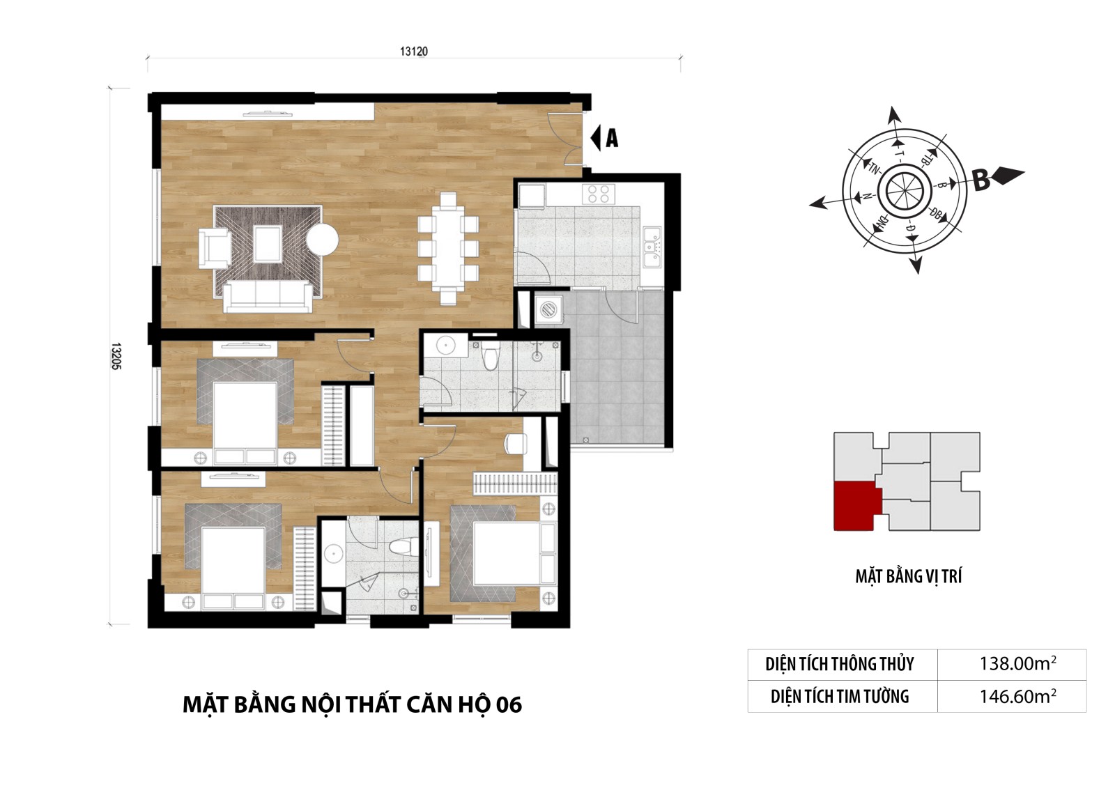 Mặt bằng căn hộ số 06 - Tòa Happy Tower - Hà Nội Paragon Cầu Giấy