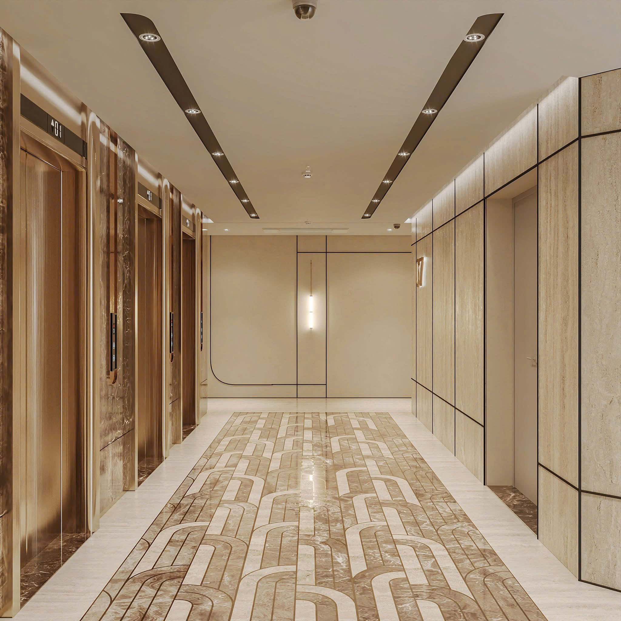 Sảnh thang máy Ốp đá Granite cao cấp