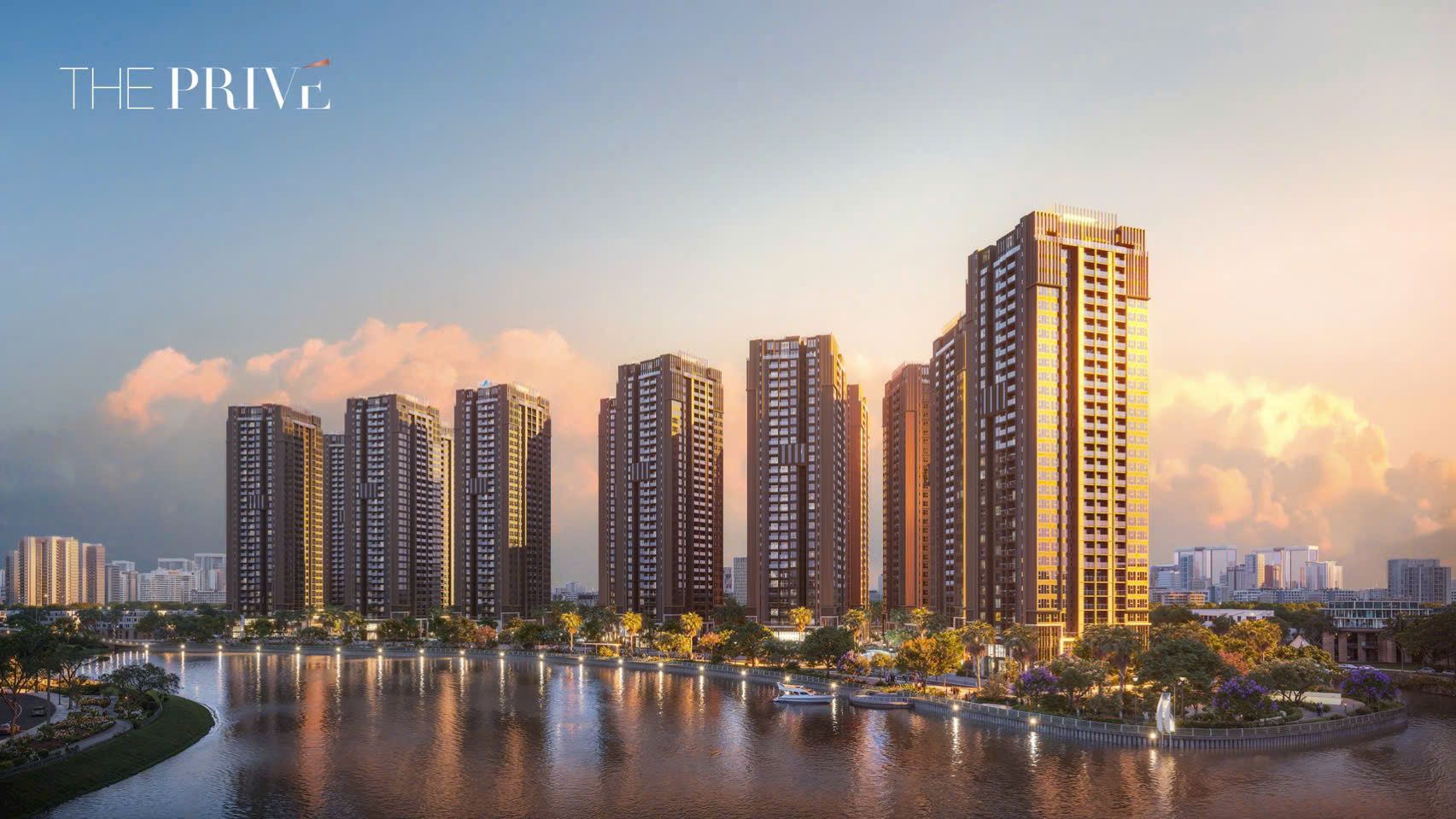 Hoàng hôn The Prive trên Vịnh, ánh mạ Đồng trầm đẳng cấp trên sông nước