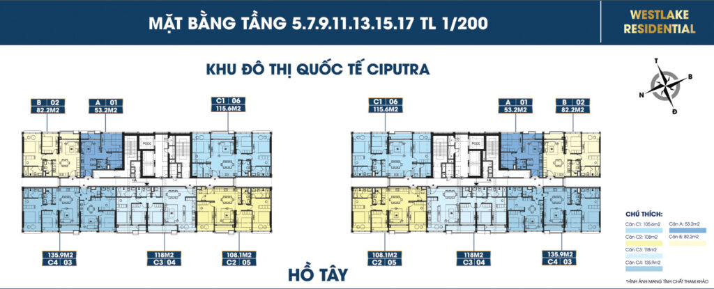 mặt bằng dự án celestine westlake tây hồ