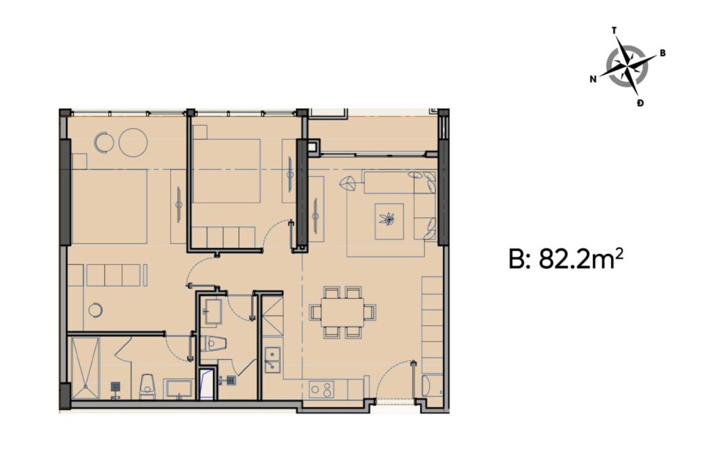 thiết kế căn hộ 2 phòng ngủ chung cư celestine westlake